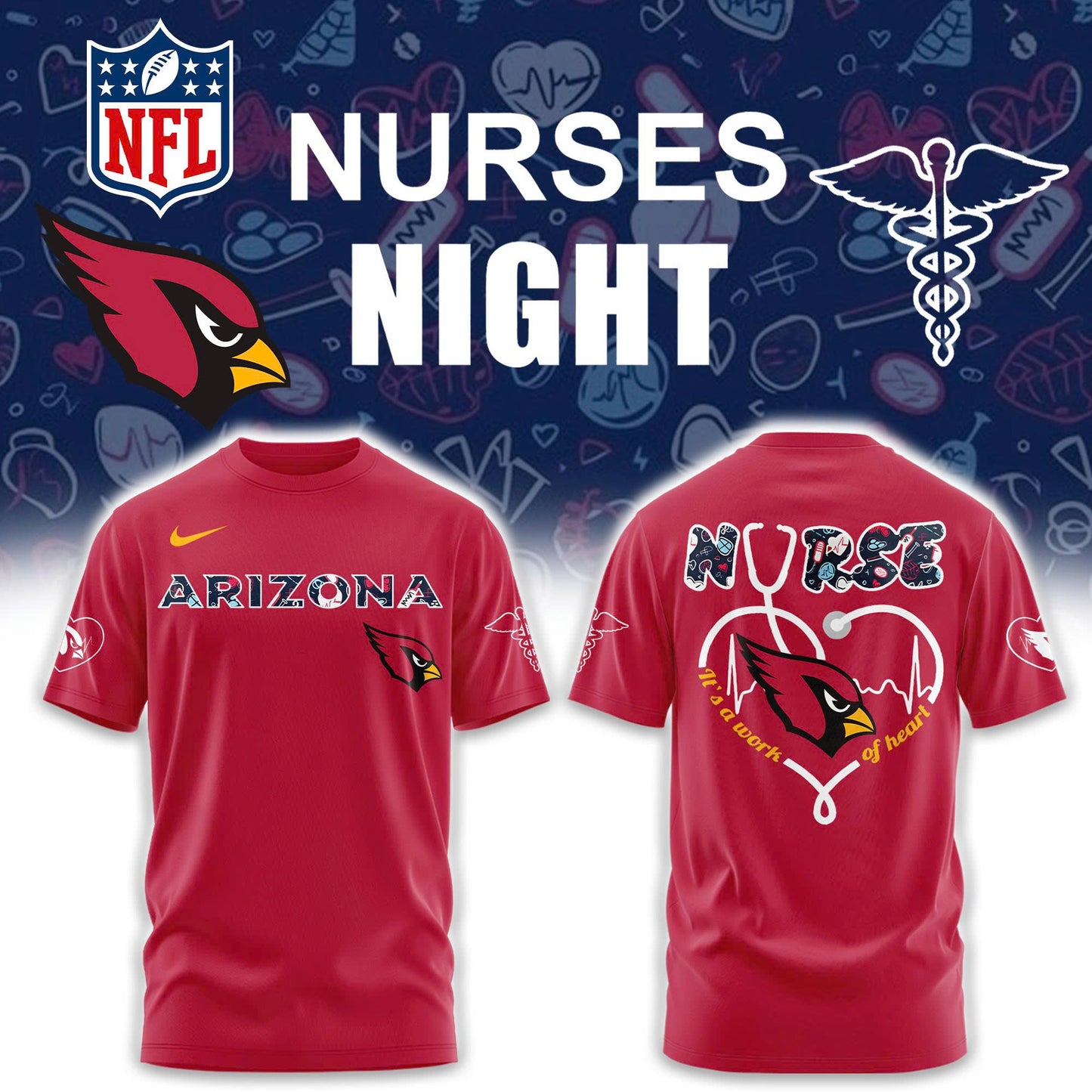 Arizona Cardinals NURSES NIGHT Combo Tshirt | Jogger | Cap