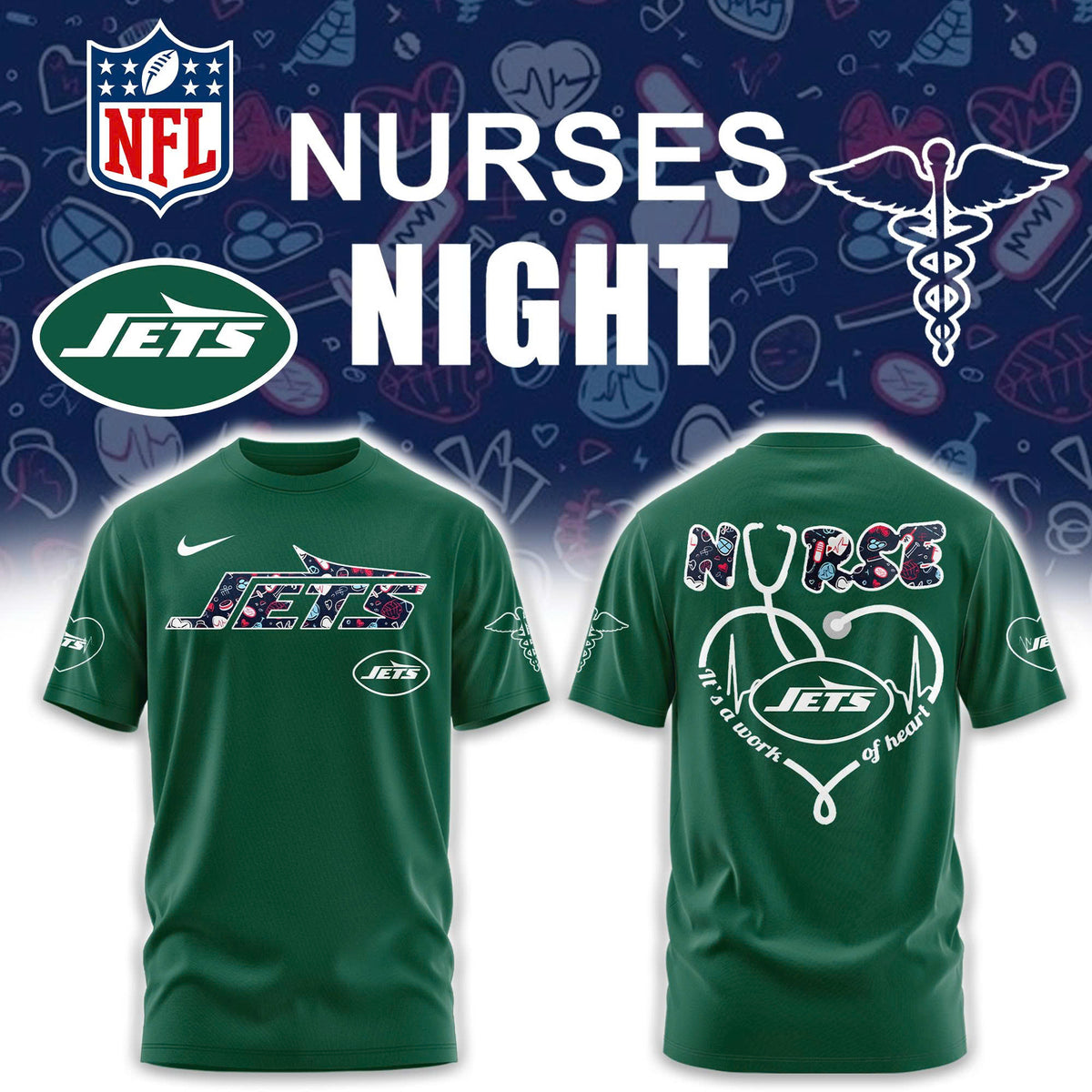 New York Jets NURSES NIGHT Combo Tshirt | Jogger | Cap