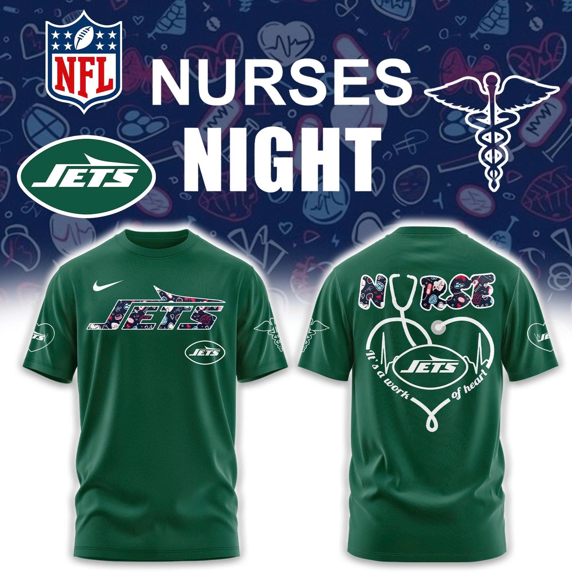 New York Jets NURSES NIGHT Combo Tshirt | Jogger | Cap