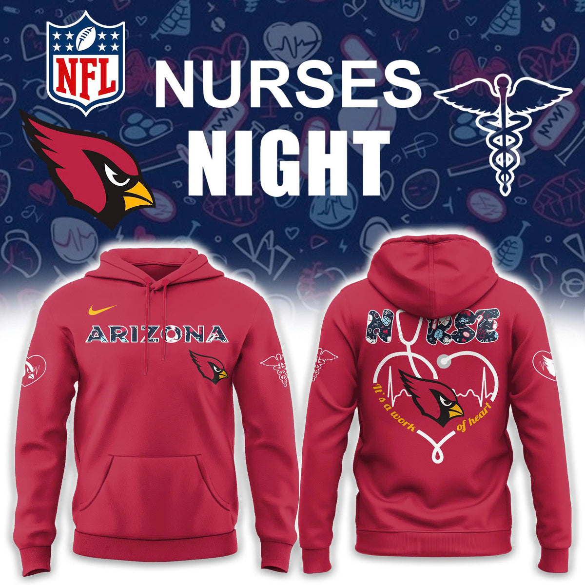 Arizona Cardinals NURSES NIGHT Hoodie | Jogger | Cap