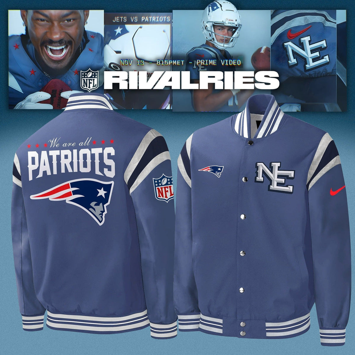 New England Patriots 2026 Rivalries Nor’Easter Storm Special Limited Edition Bomber Jacket