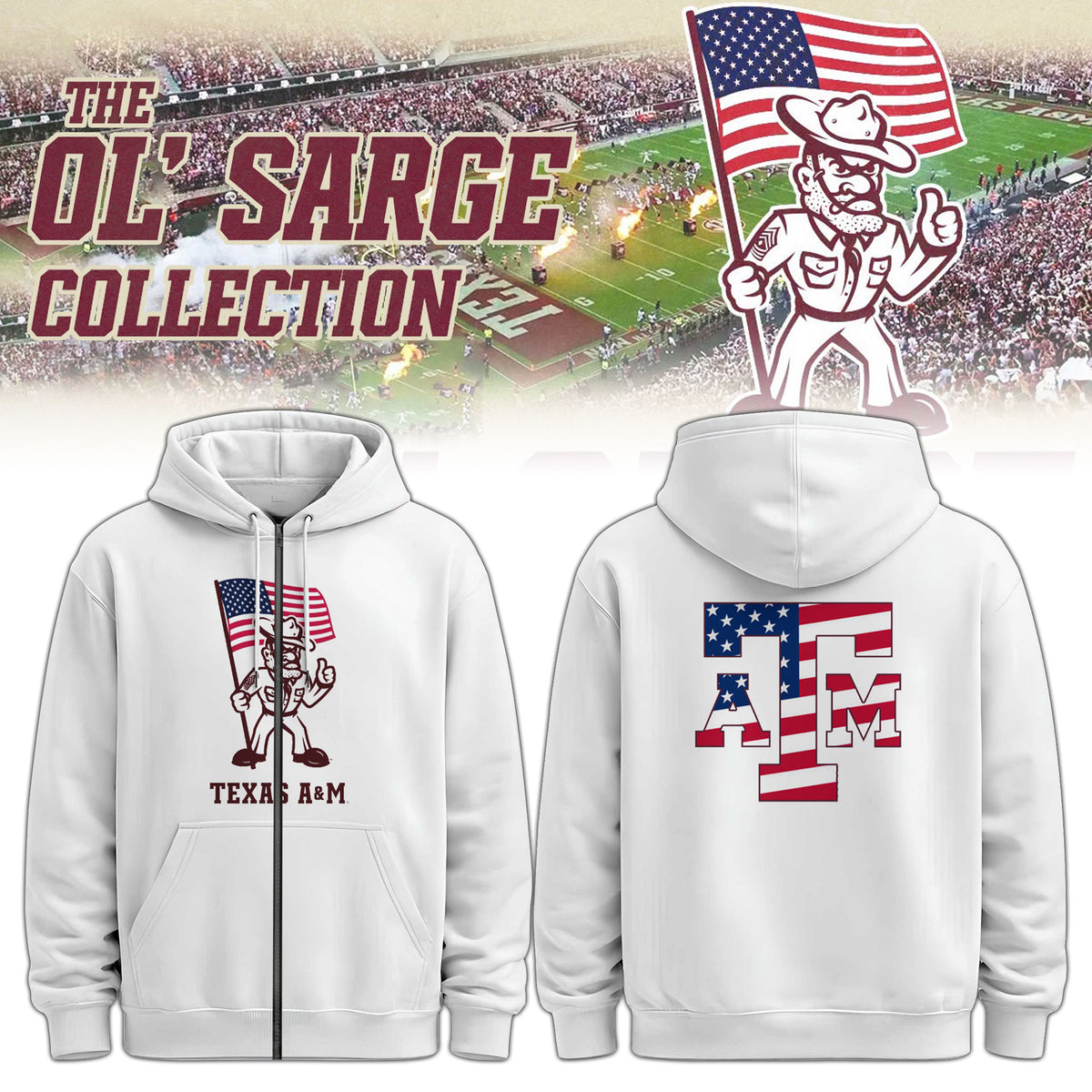 Youth Ol' Sarge American Flag Zip Hoodie