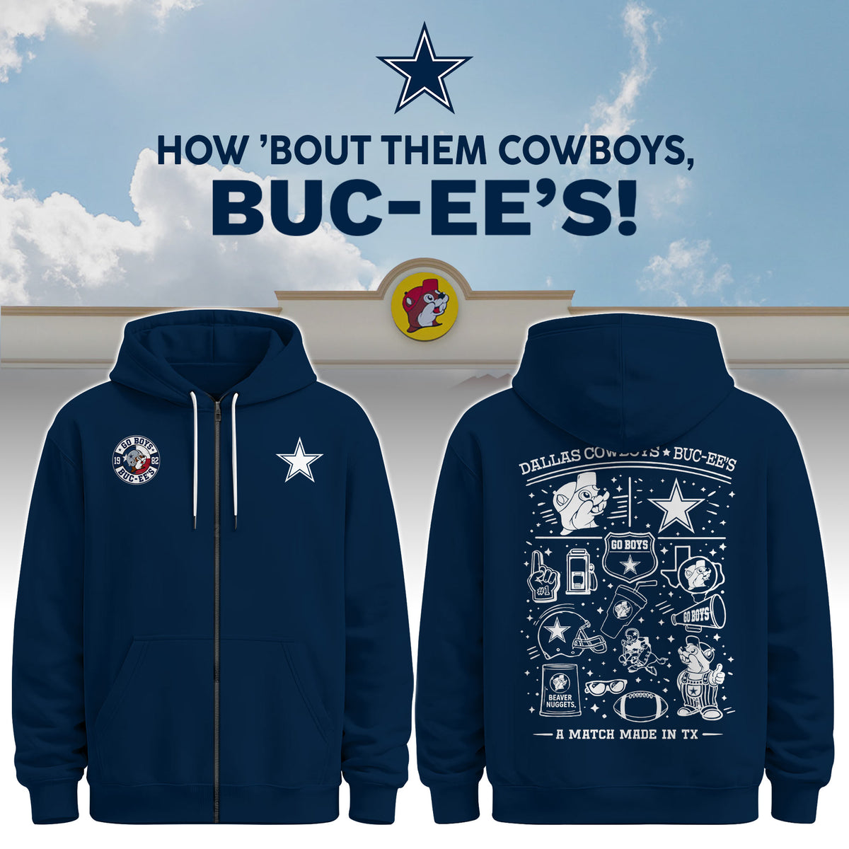 Dallas Cowboys x Buc-ee's Go Boys Zip Hoodie #4