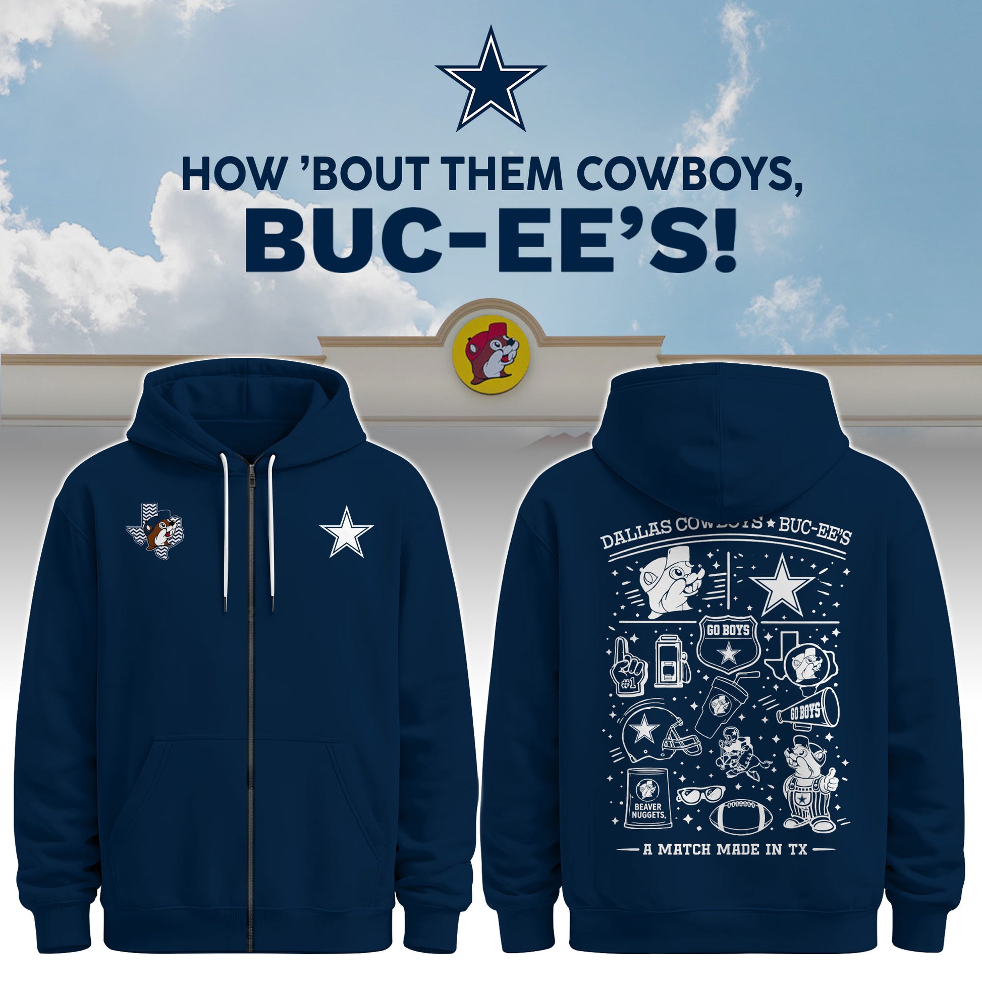 Dallas Cowboys x Buc-ee's Go Boys Zip Hoodie #2