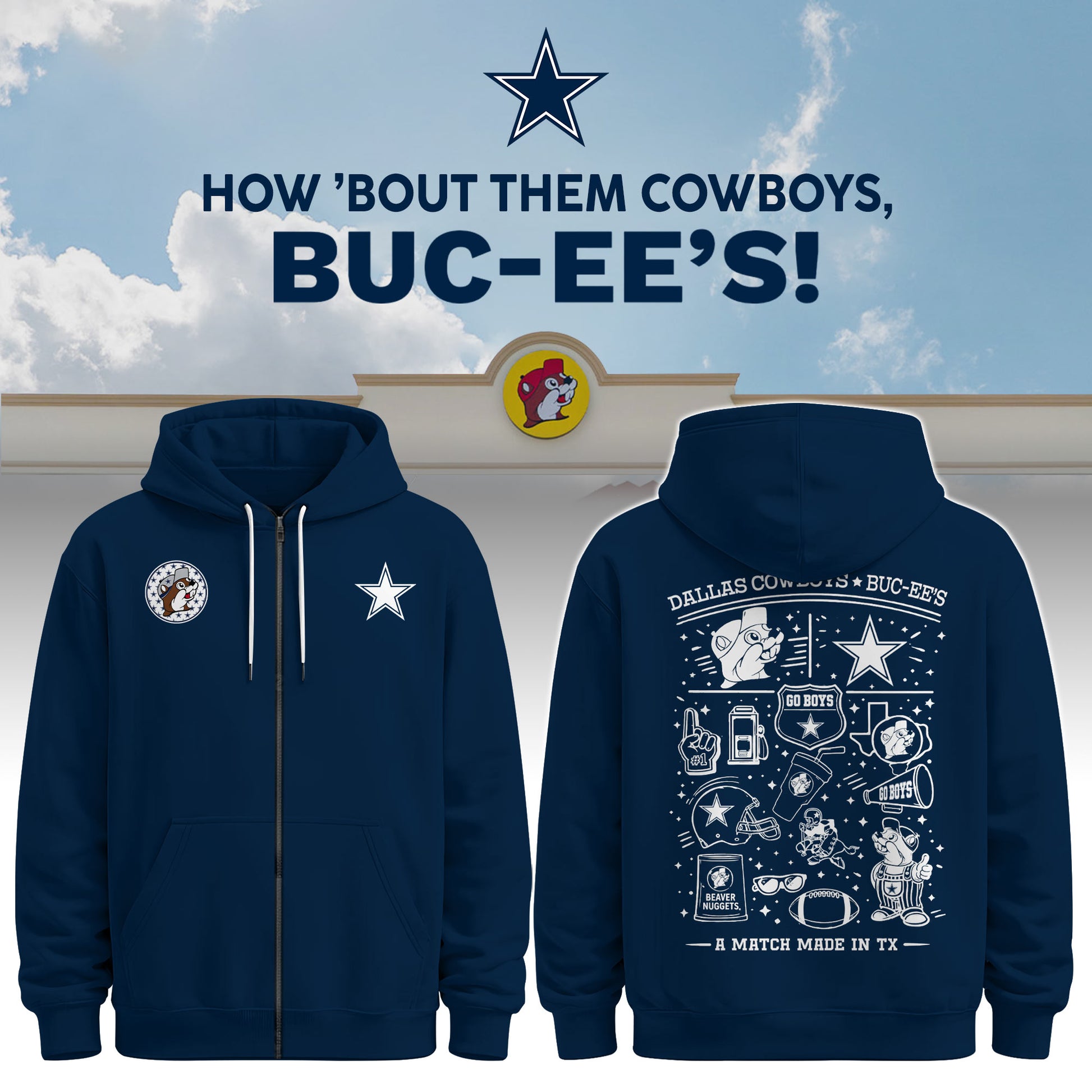 Dallas Cowboys x Buc-ee's Go Boys Zip Hoodie