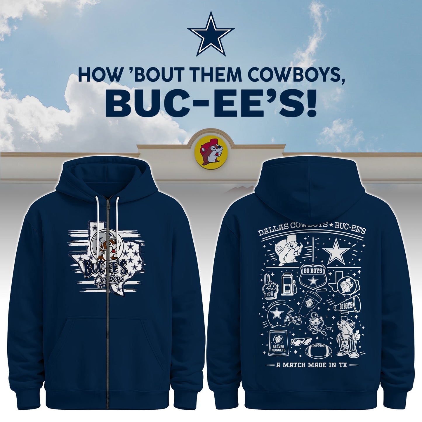 Dallas Cowboys x Buc-ee's Go Boys Zip Hoodie #3