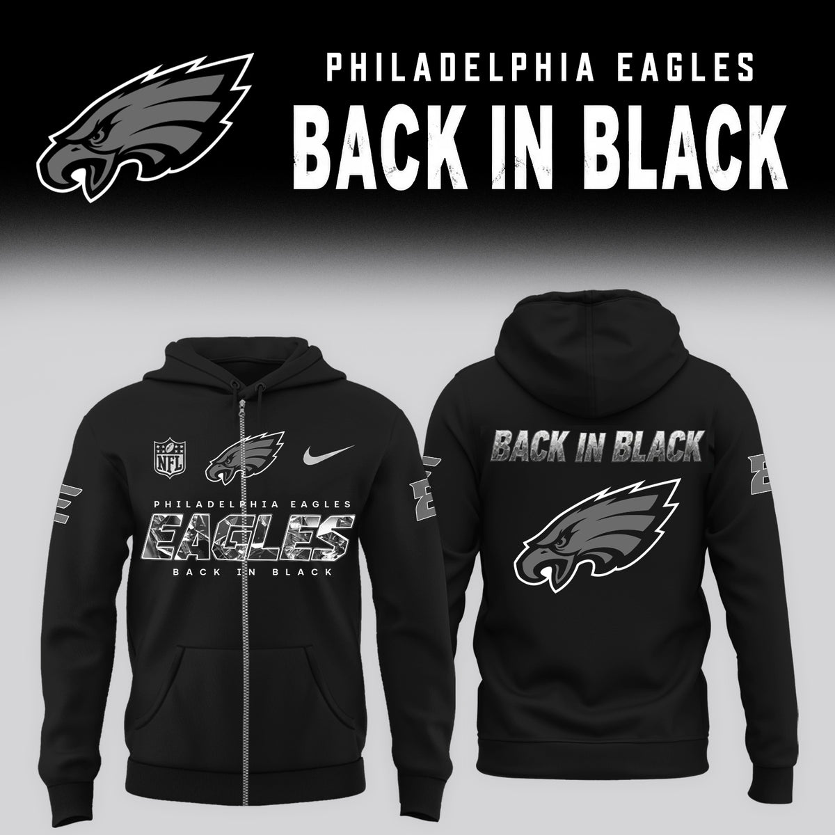 2026 Eagles - Back In Black Limited Edition ZipHoodie