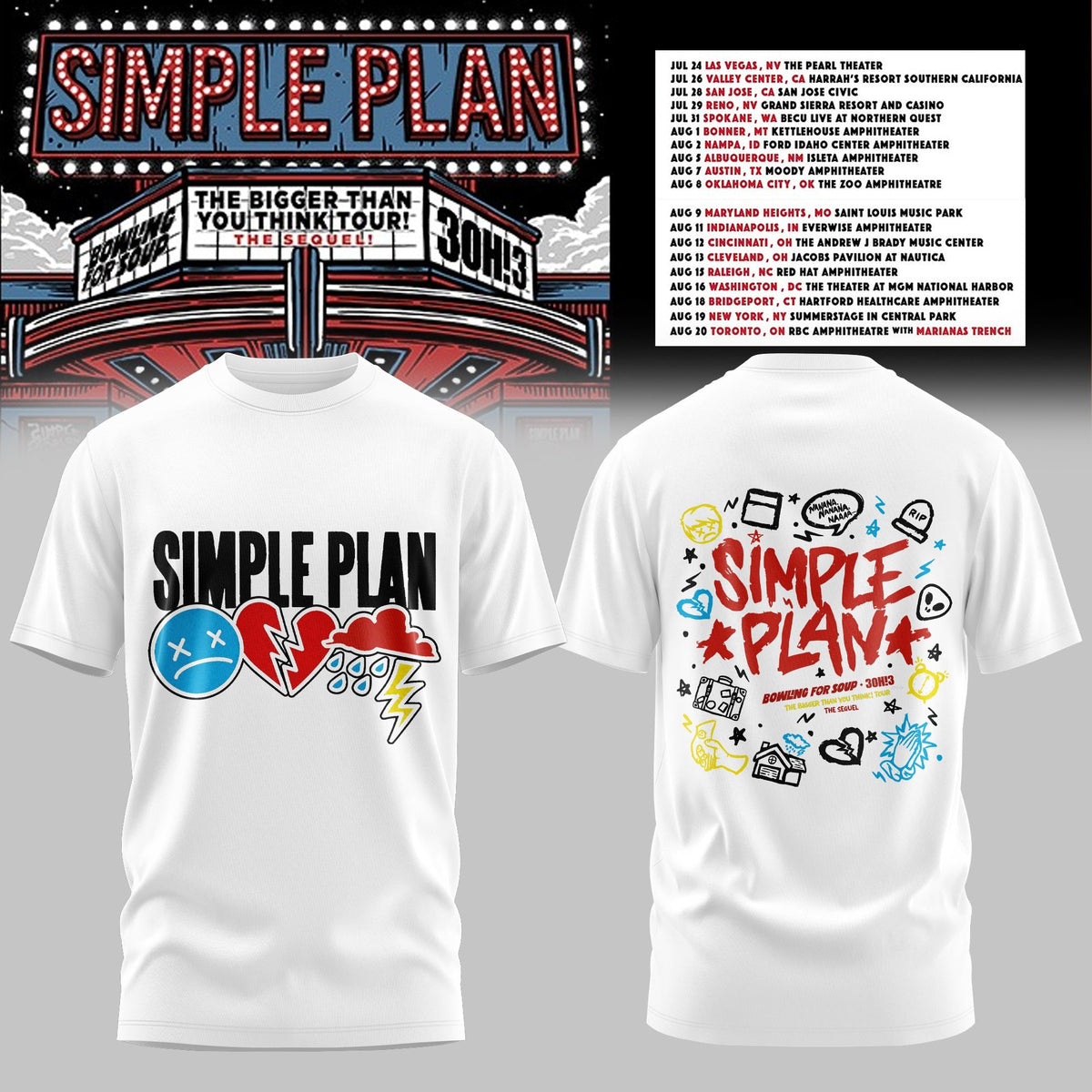 The Bigger Than You Think Tour Premium 3D Tshirt – Doodle Icons Style