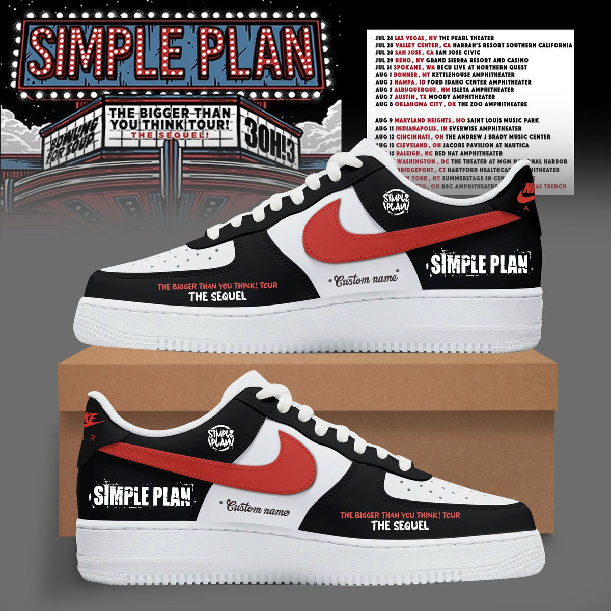 The Bigger Than You Think Tour Premium 3D Sneakers – Red Swoosh Custom Shoes